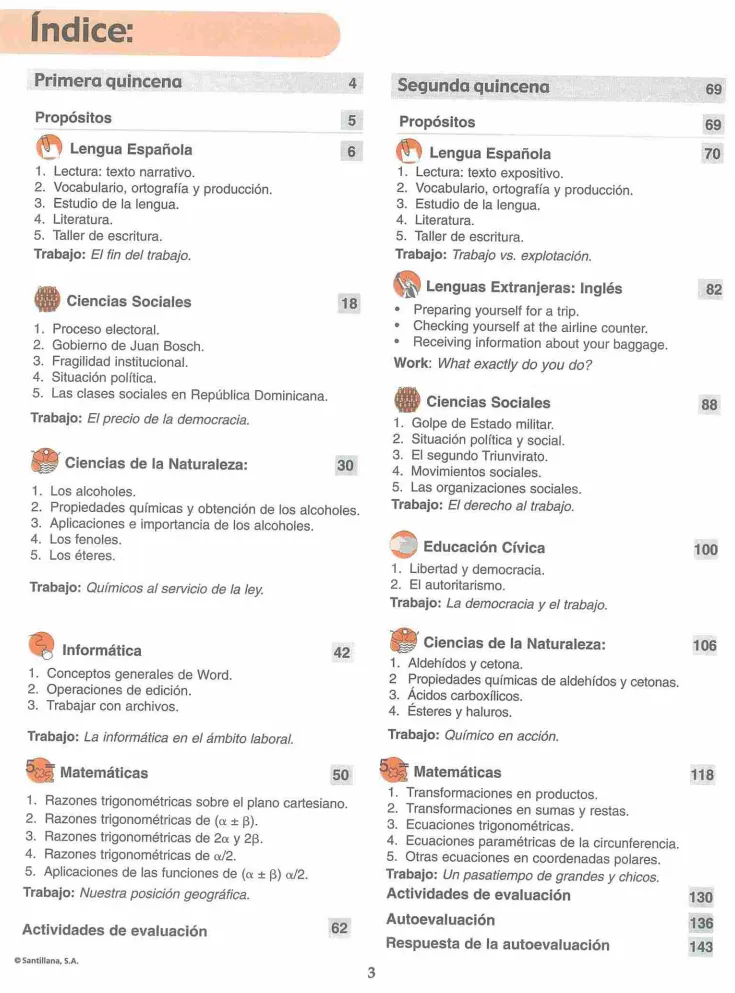 Índice del Módulo 2 Prepara de 4to de Bachillerato