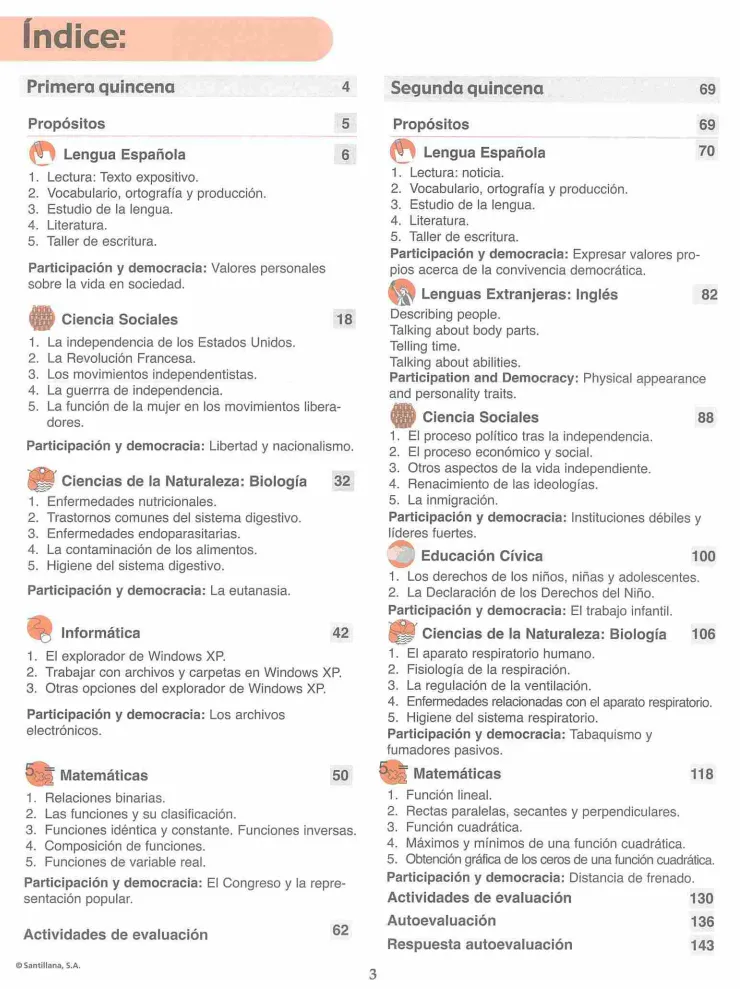 Índice del Módulo 3 Prepara de 2do de Bachillerato